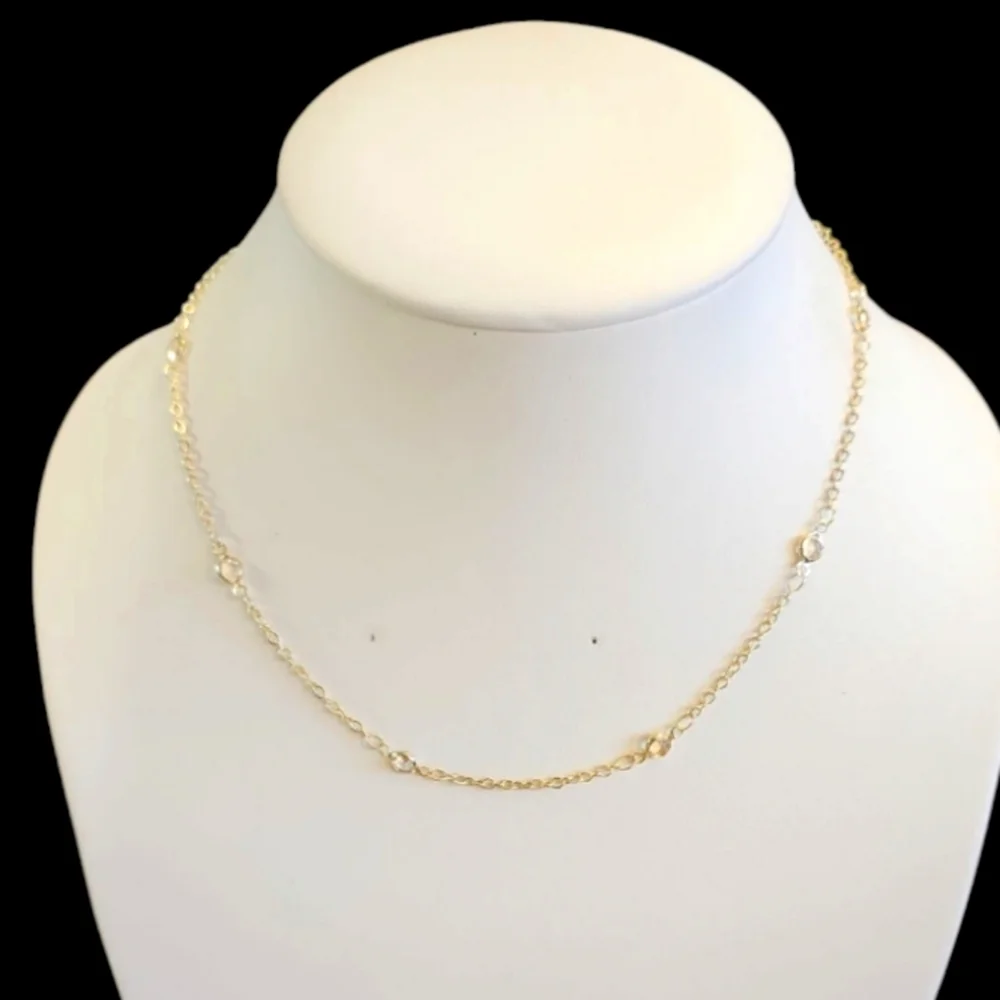 Elegant & Charming Rhinestone Pendant Gold Plated Necklace.
